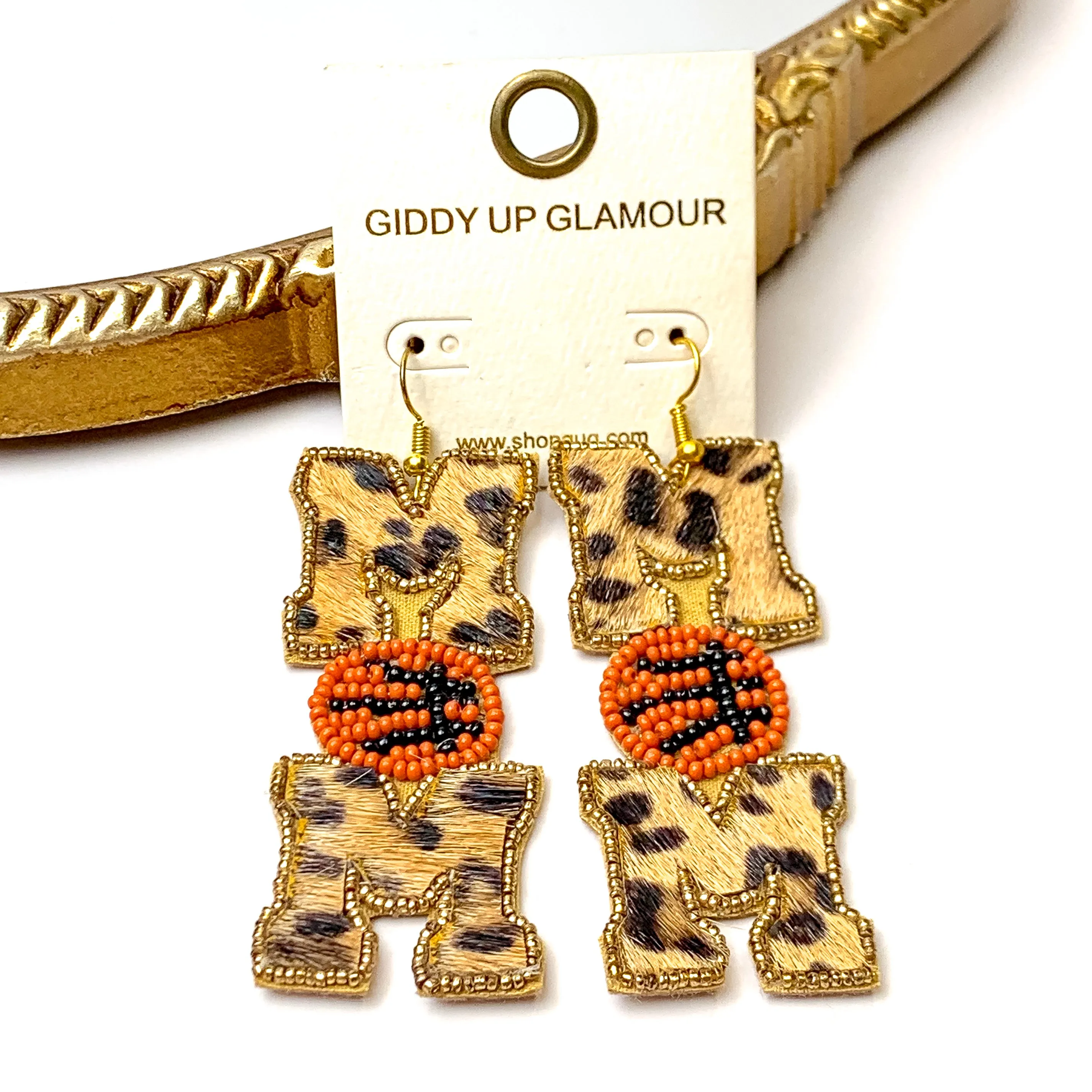 Leopard Print Basketball Mom Earrings