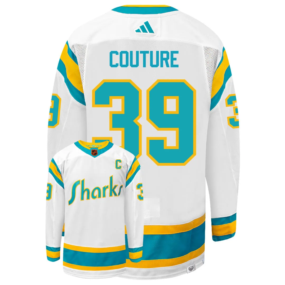 Logan Couture San Jose Sharks Adidas 2022 Primegreen Reverse Retro Authentic NHL Hockey Jersey     