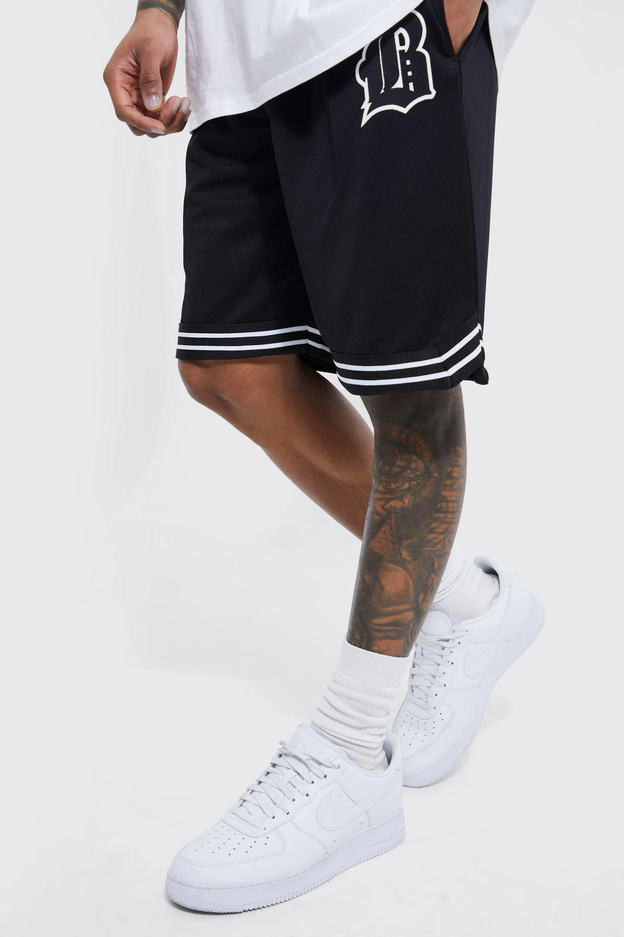 Loose Fit Mid Length Basketball Short | boohooMAN UK