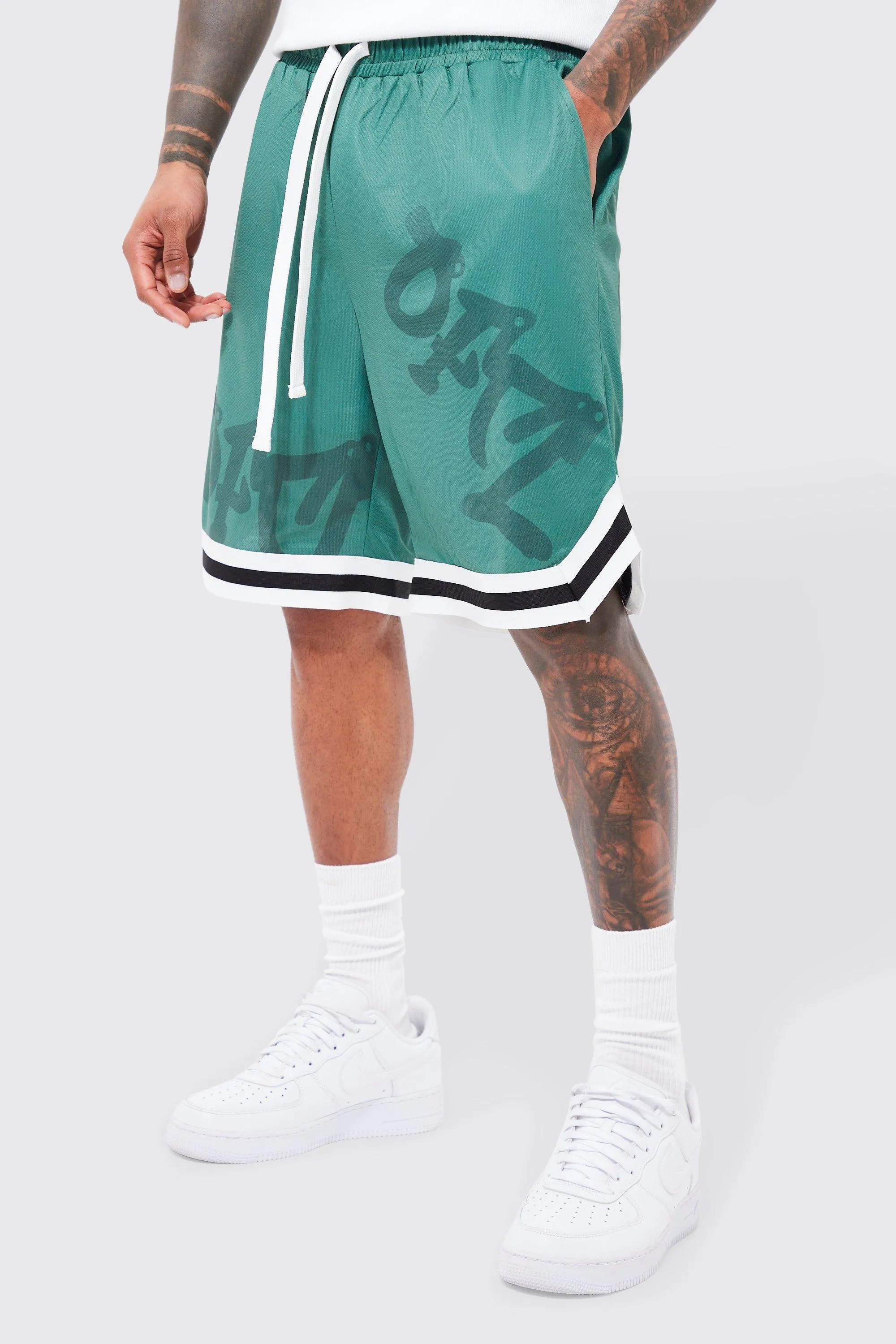 Loose Fit Ofcl Print Mesh Basketball Short | boohooMAN UK