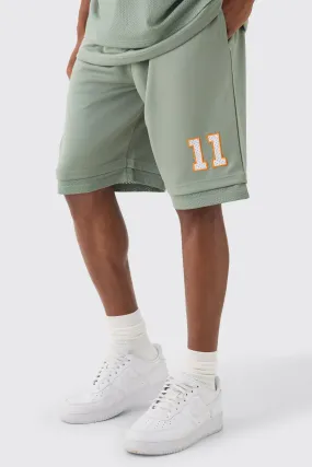 Loose Fit Satin Mesh Basketball Shorts | boohooMAN UK