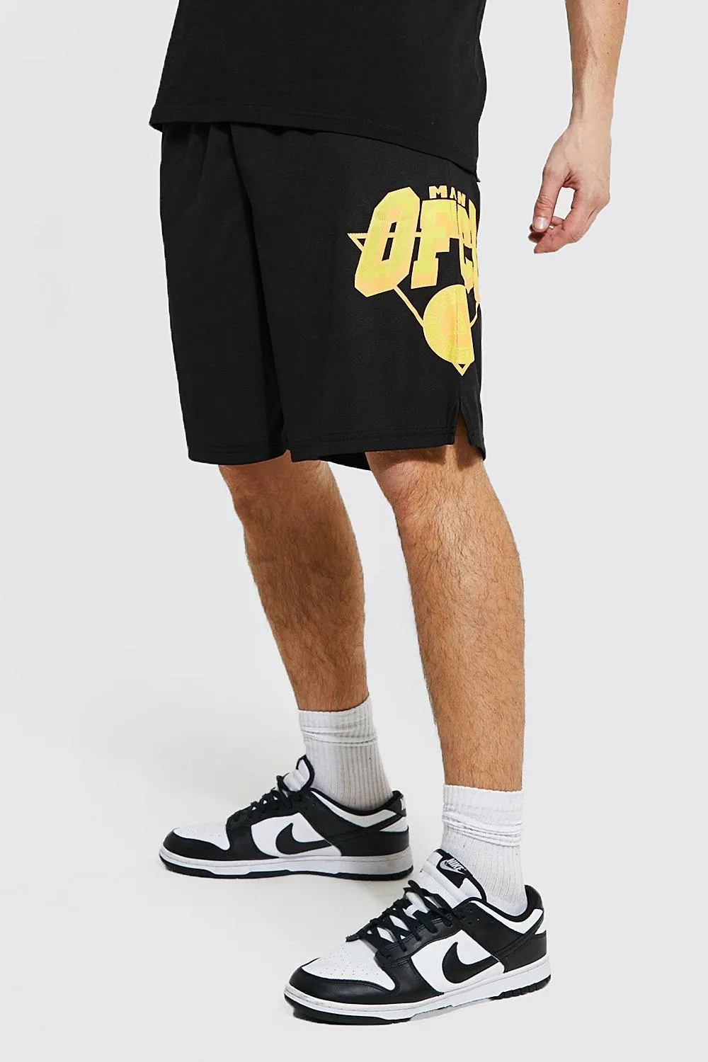 Man Ribbed Mesh Basketball Short | boohooMAN UK