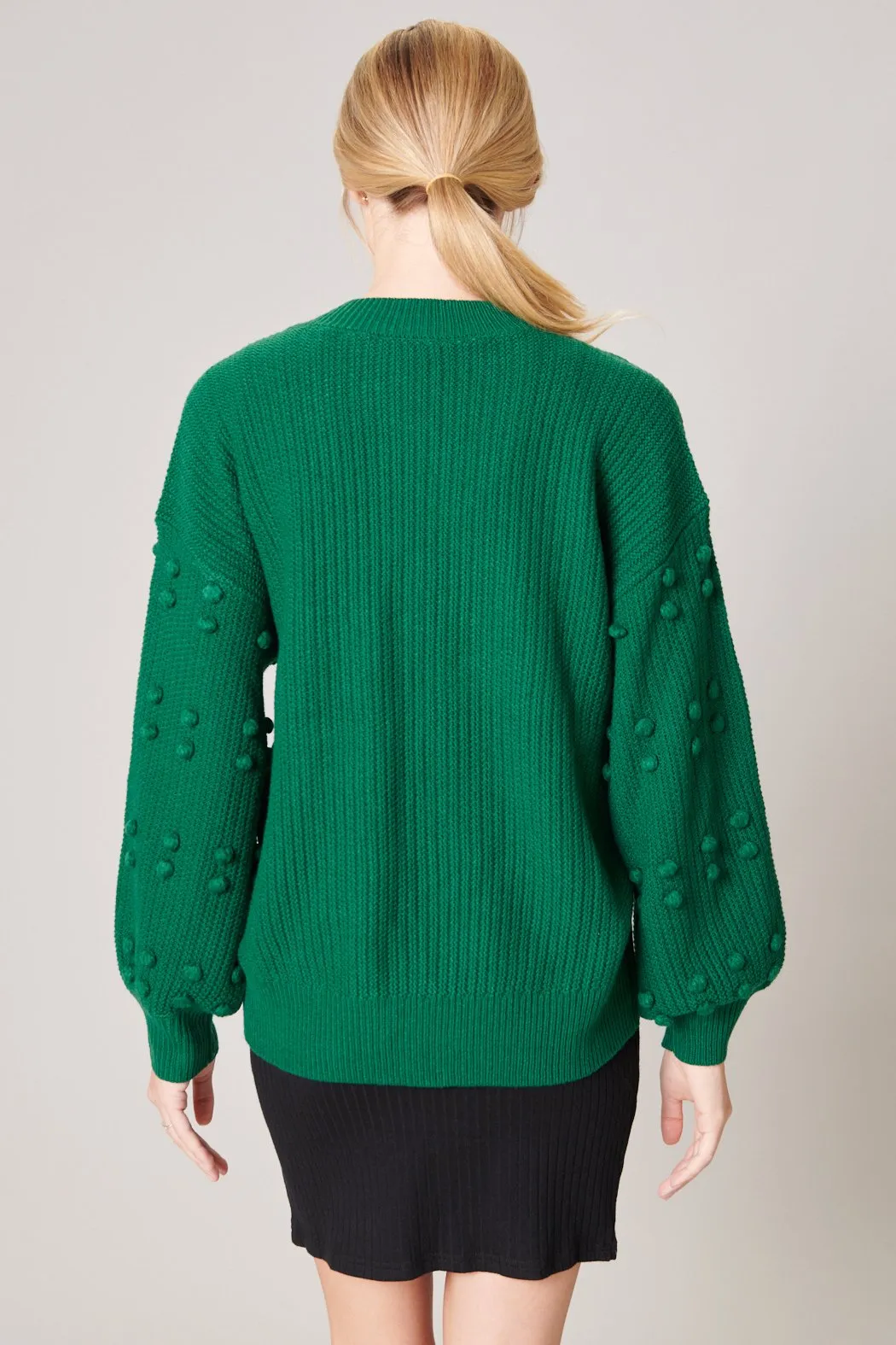 Maritza Pom Sleeve Open Front Cardigan