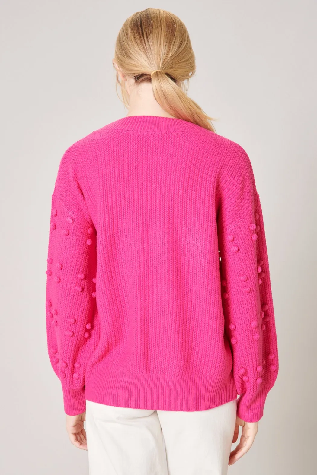 Maritza Pom Sleeve Open Front Cardigan