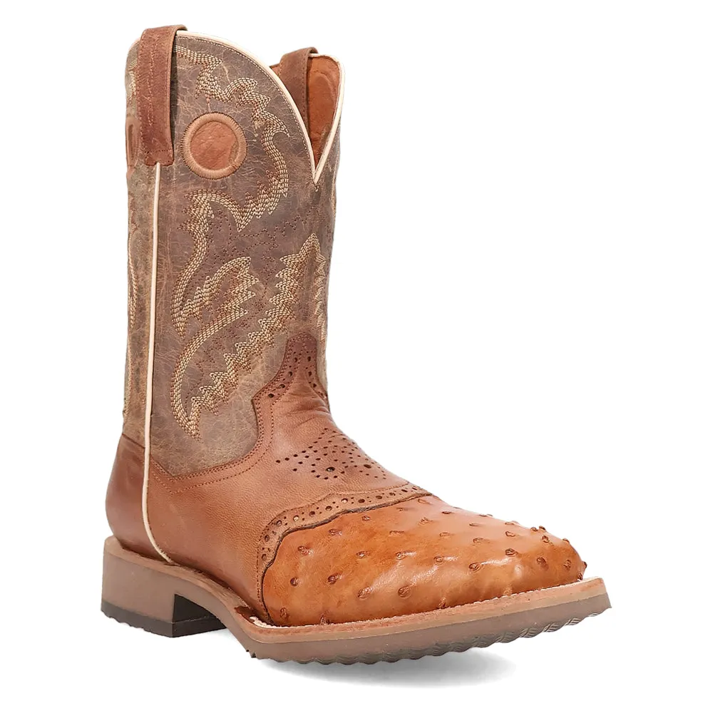 Martel Ostrich Embroidered Square Toe Cowboy Boots