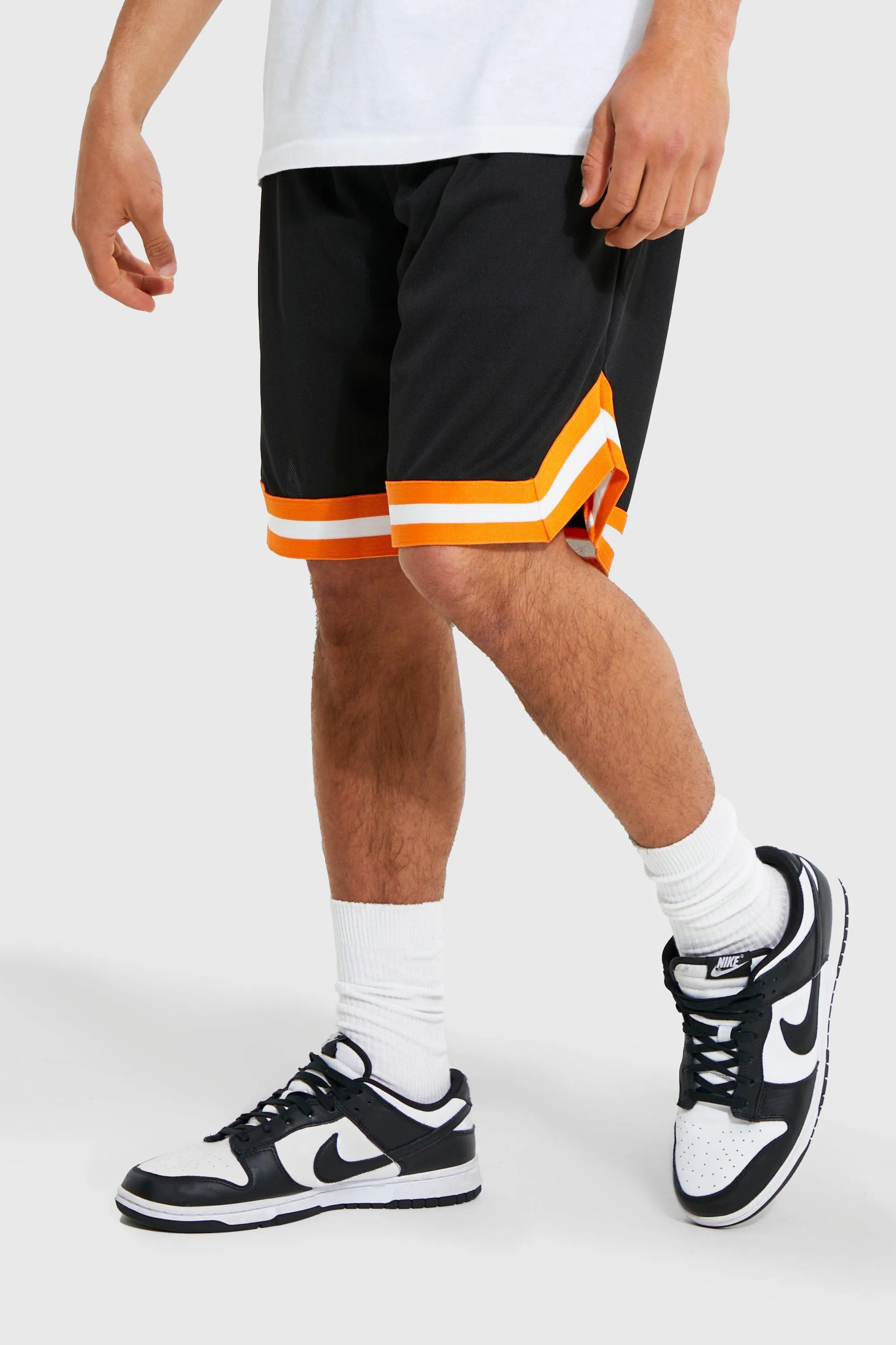 Mesh Basketball Short With Tape | boohooMAN UK