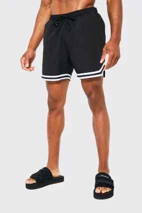 Mid Basketball Swim Shorts | boohooMAN UK