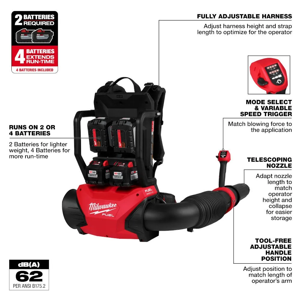 Milwaukee M18 FUEL Dual Battery Backpack Blower Kit 3009-24HD