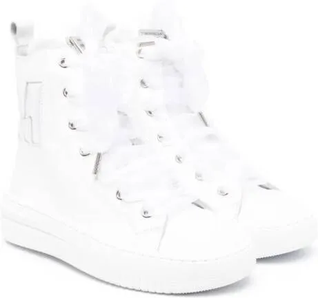 Monnalisa logo-patch leather sneakers White