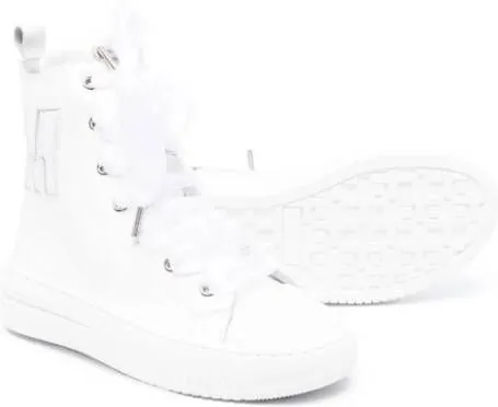 Monnalisa logo-patch leather sneakers White