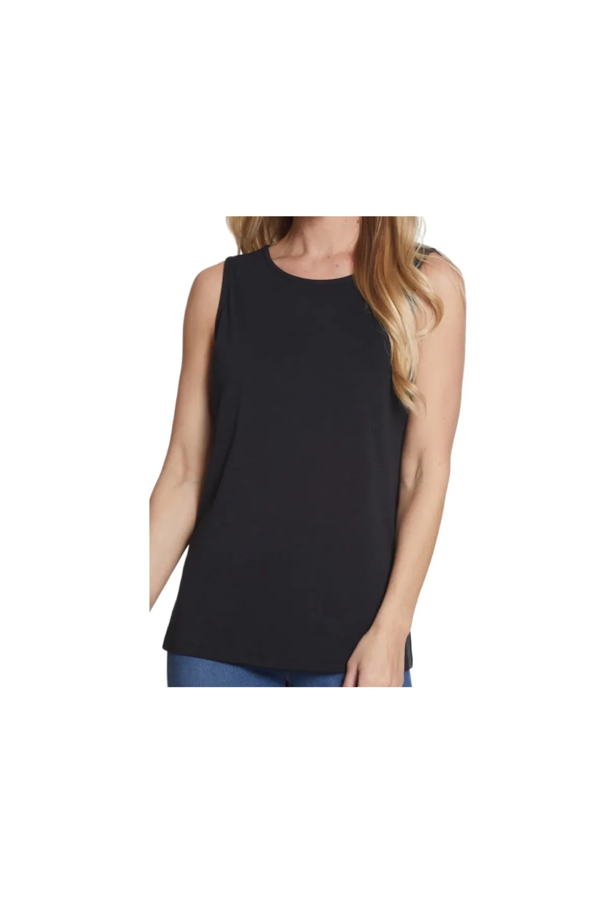 MULTIPLES BLACK SCOOP NECK TANK