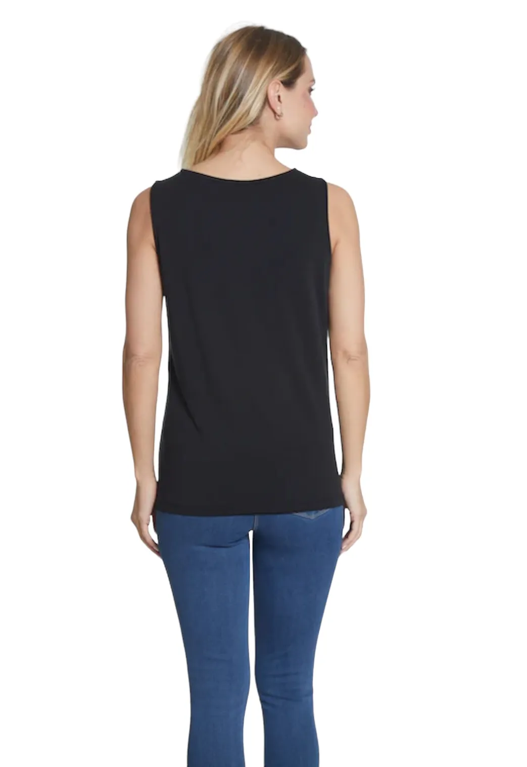 MULTIPLES BLACK SCOOP NECK TANK