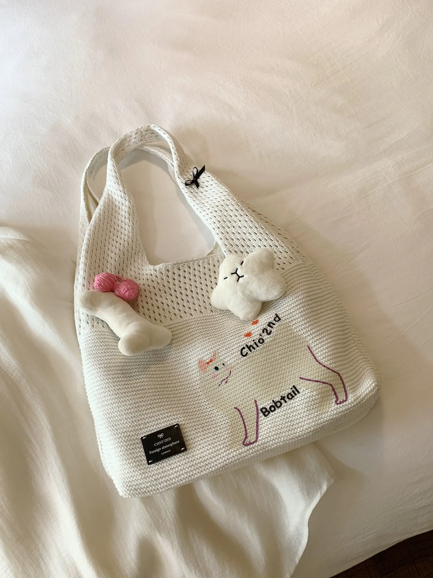 Nanfeng Chio2nd illustration diary tote bag female summer large capacity niche designer knitted shoulder bag