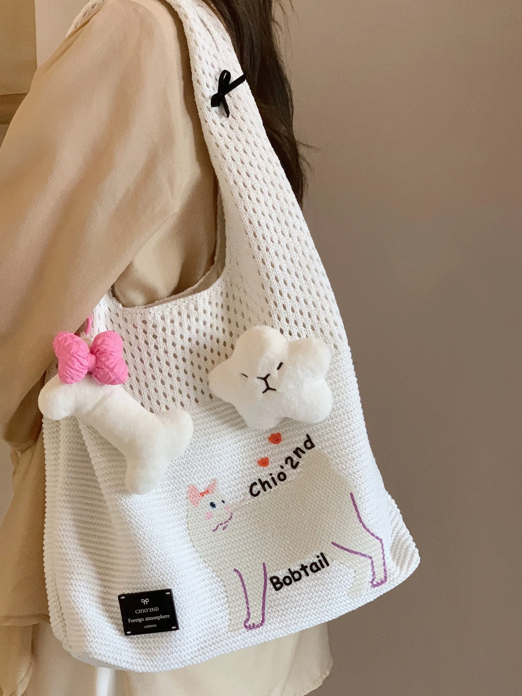 Nanfeng Chio2nd illustration diary tote bag female summer large capacity niche designer knitted shoulder bag