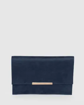 Navy Blue Primrose Clutch Bag