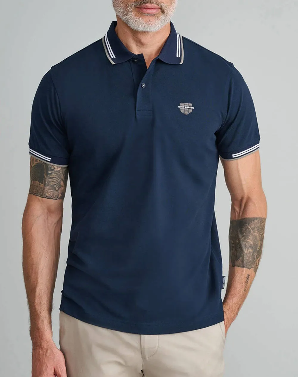 NAVY&GREEN POLO SHIRT-CUSTOM FIT