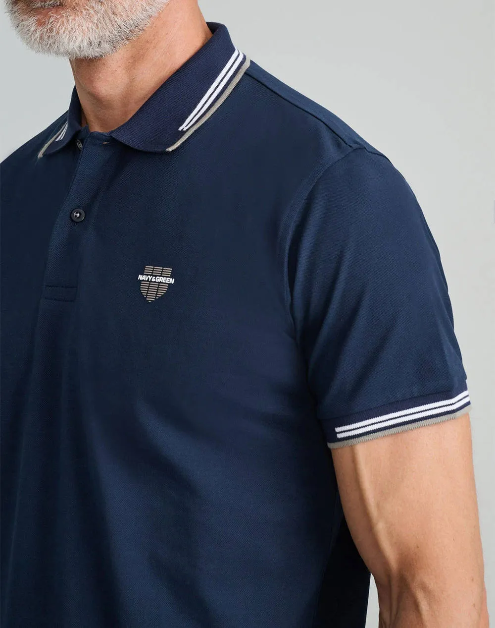 NAVY&GREEN POLO SHIRT-CUSTOM FIT