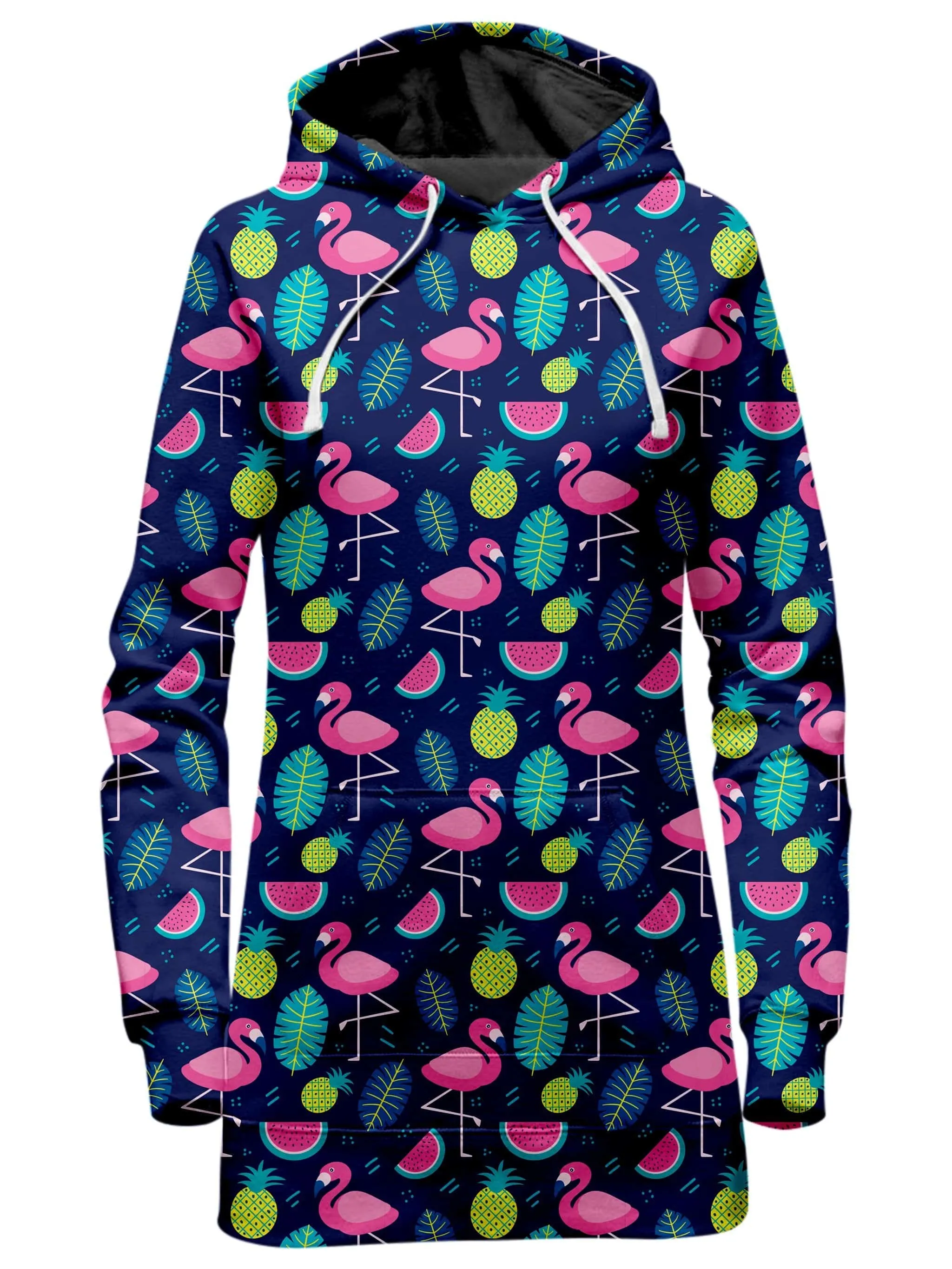 Neon Flamingos Hoodie Dress and Leggings Combo