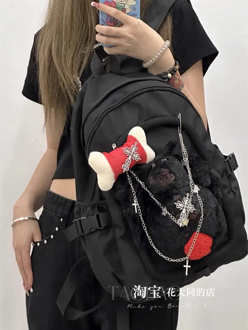 New dark style Y2K Millennium Hot Girl Backpack Female Student Class Commuting Backpack Trendy Cool Large Capacity School Bag