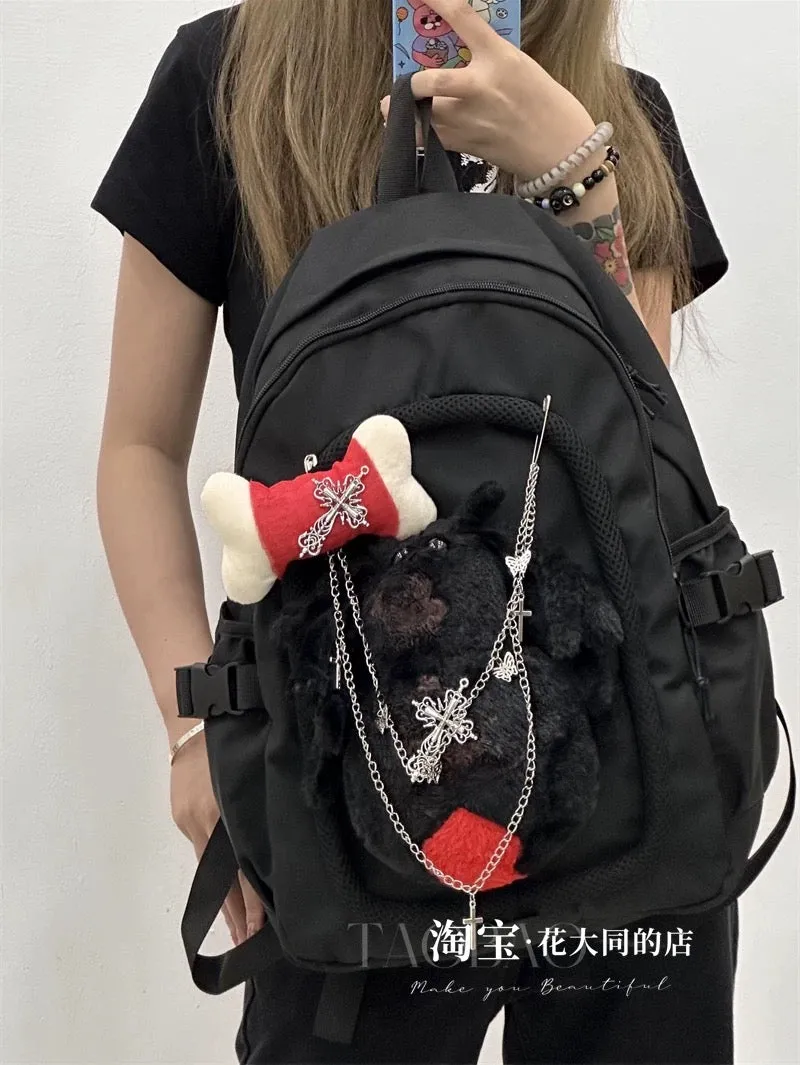 New dark style Y2K Millennium Hot Girl Backpack Female Student Class Commuting Backpack Trendy Cool Large Capacity School Bag