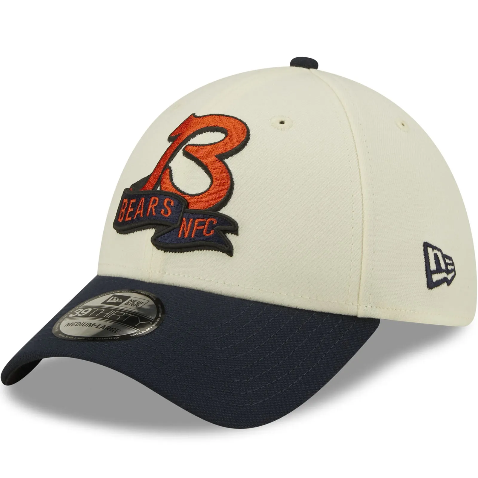 New Era Chicago Bears NFL 2022 Sideline 39THIRTY Baseball Cap - Cream