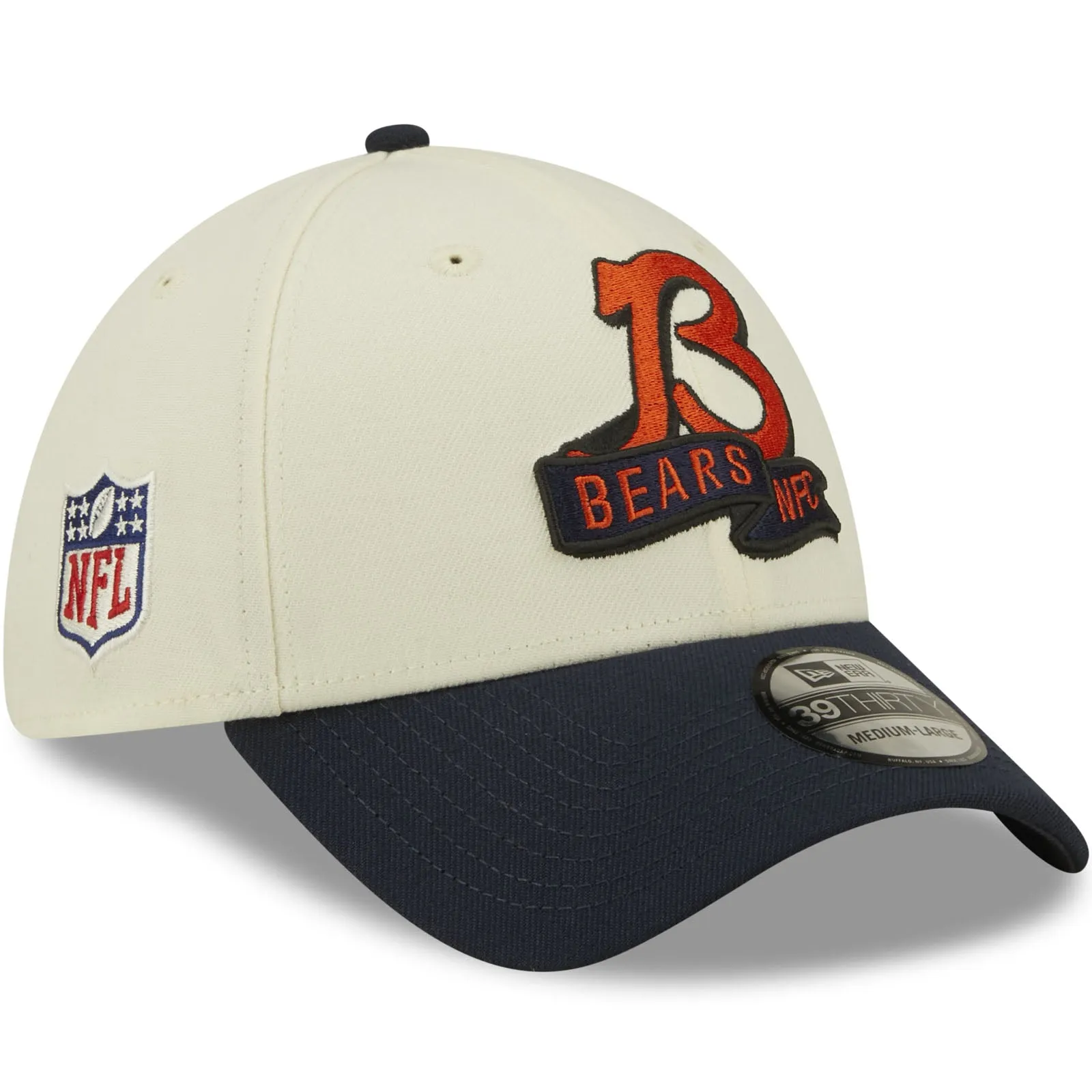 New Era Chicago Bears NFL 2022 Sideline 39THIRTY Baseball Cap - Cream