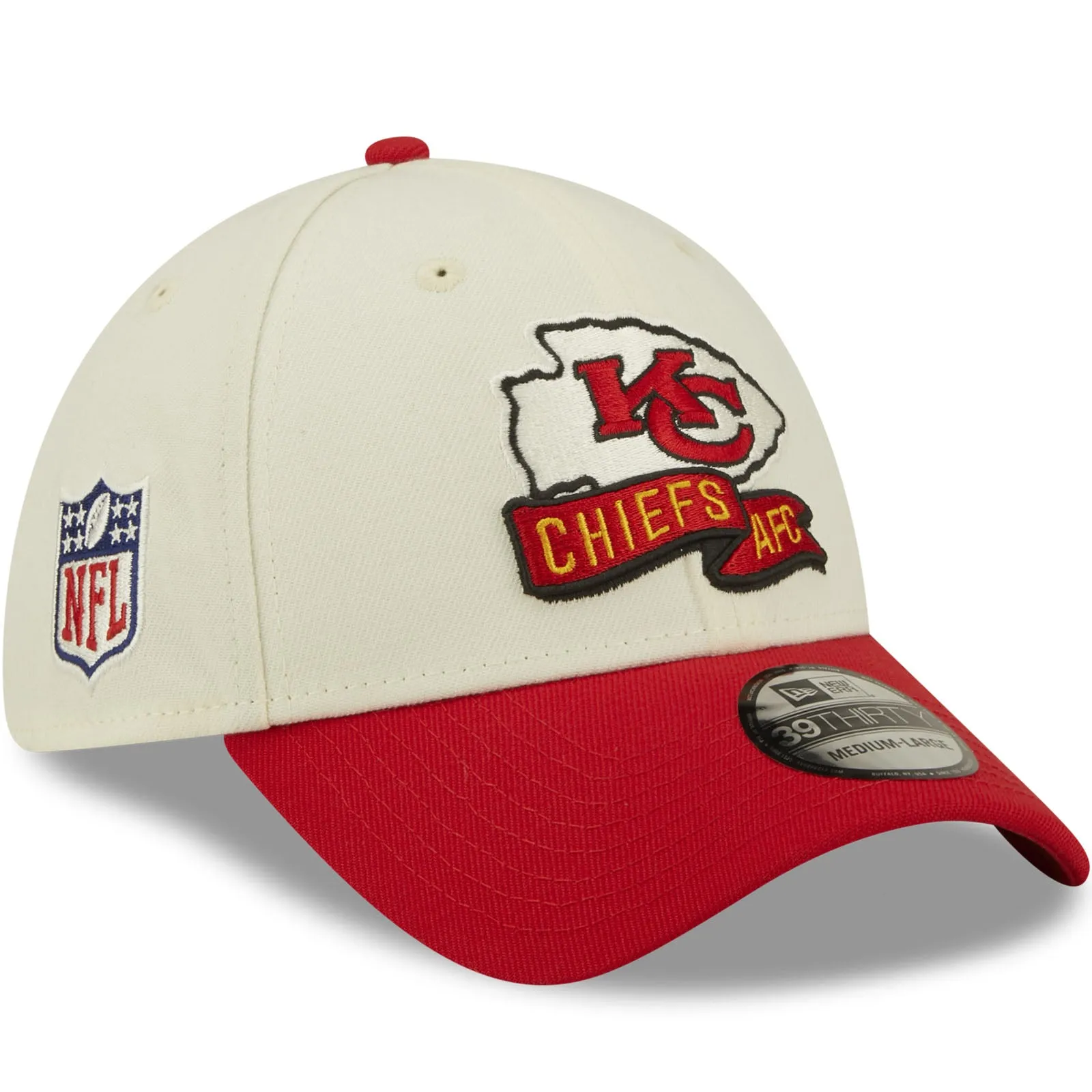 New Era Kansas City Chiefs NFL 2022 Sideline 39THIRTY Baseball Cap - Cream