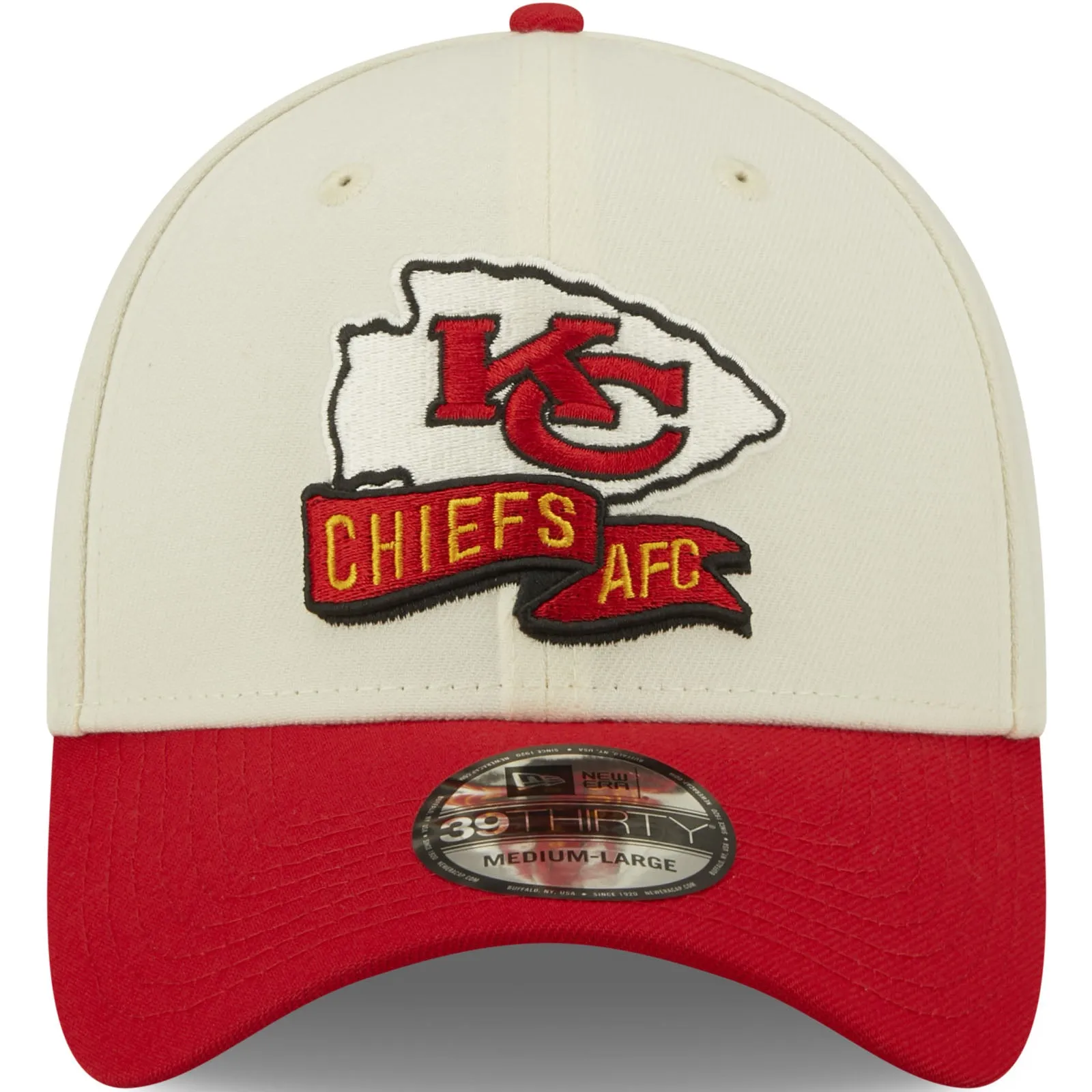 New Era Kansas City Chiefs NFL 2022 Sideline 39THIRTY Baseball Cap - Cream