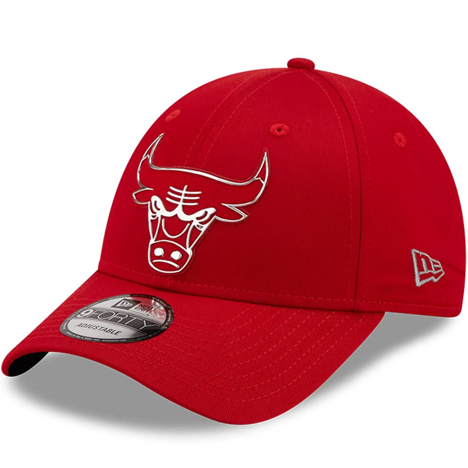 New Era Mens Chicago Bulls 9FORTY NBA Foil Logo Baseball Cap - Red