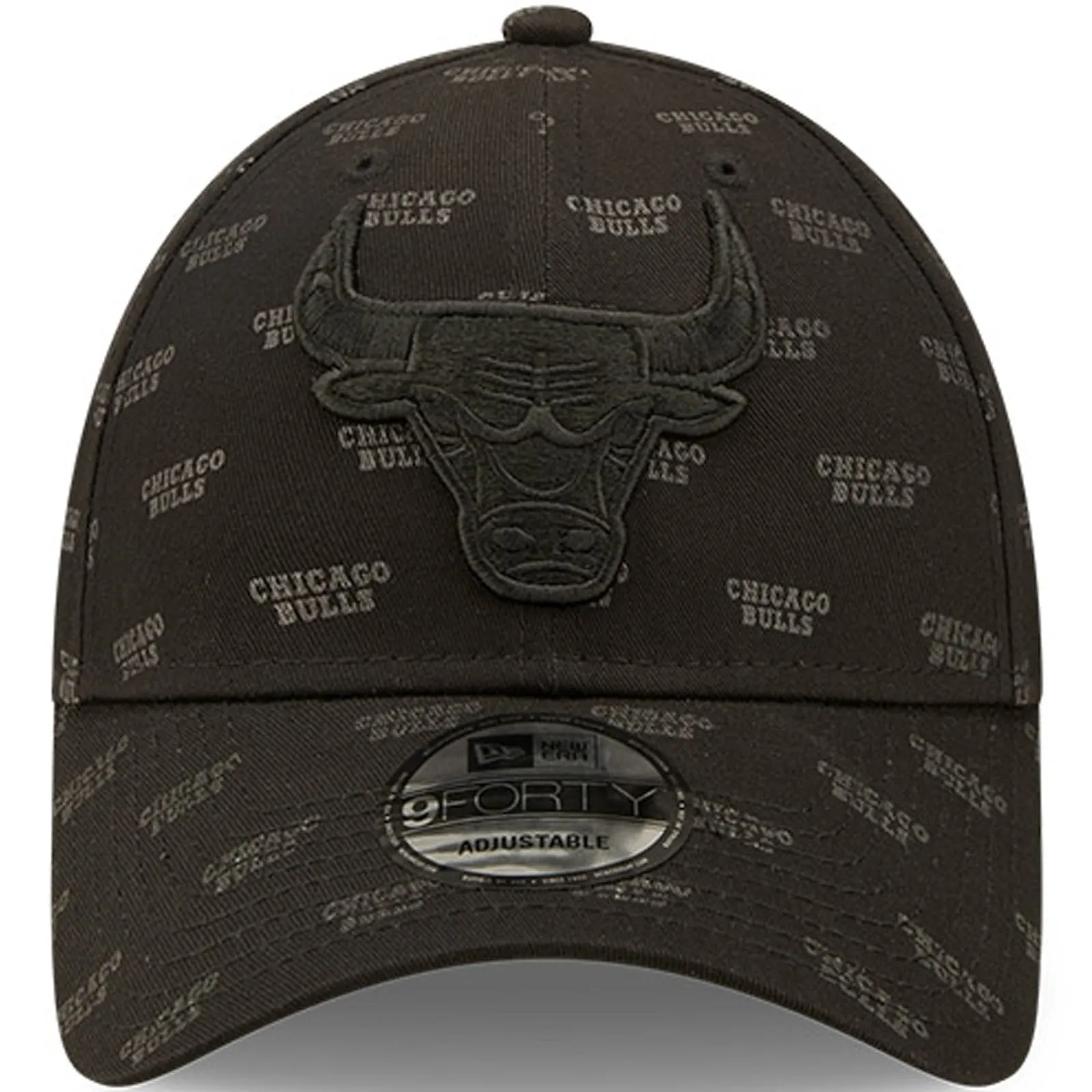 New Era Mens Chicago Bulls 9FORTY NBA Monogram Logo Baseball Cap - Black