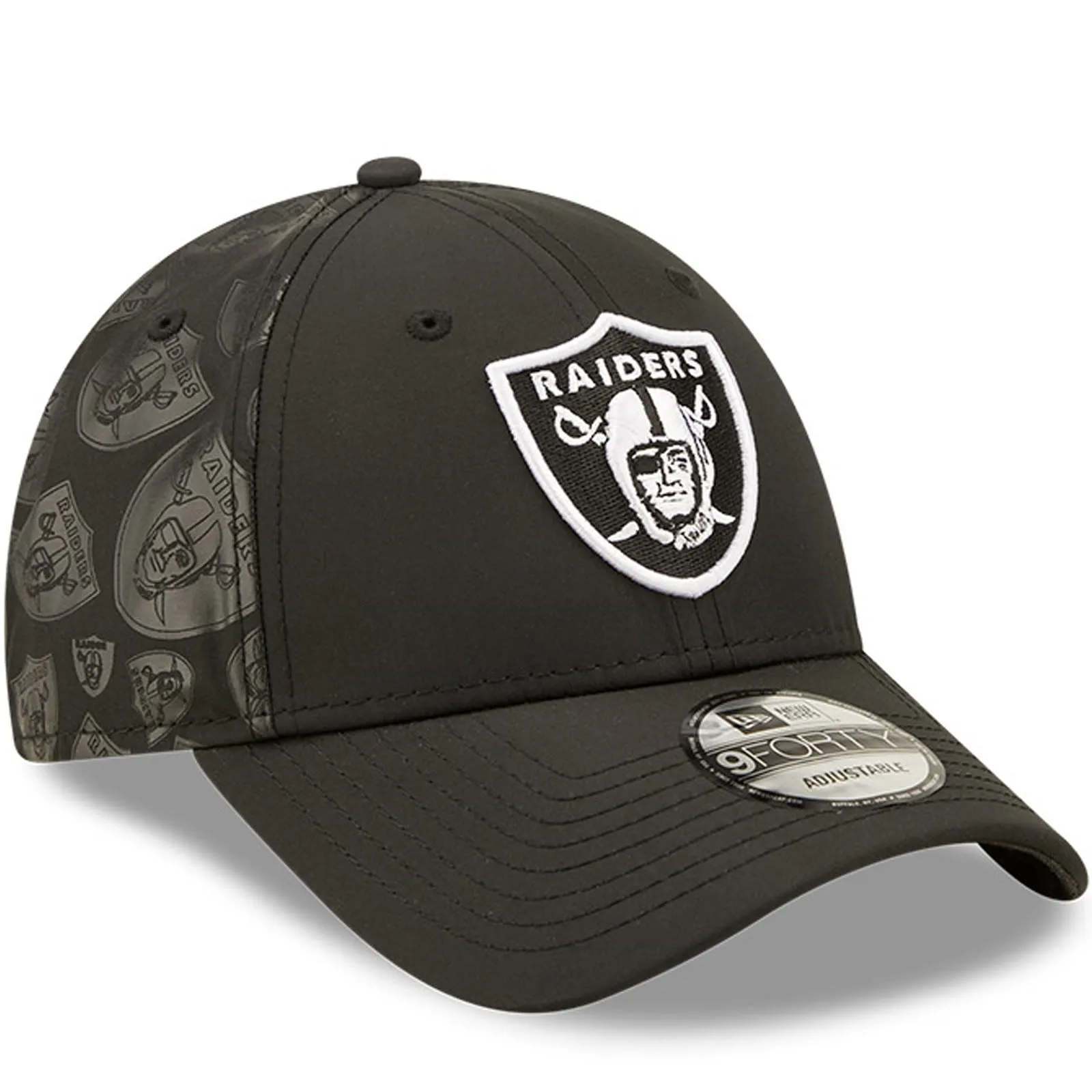 New Era Mens Las Vegas Raiders 9FORTY NFL Half Monogram Baseball Cap - Black