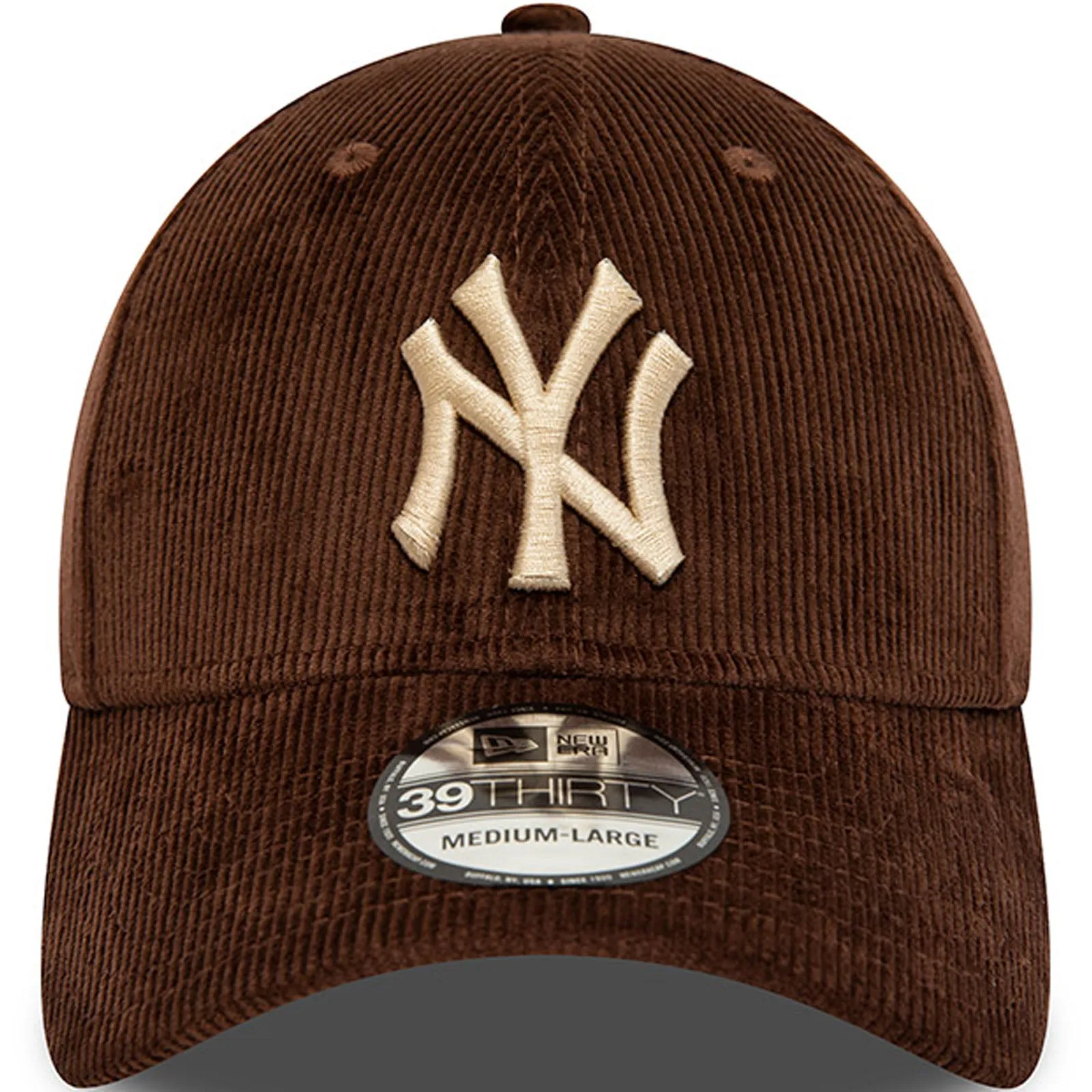 New Era Mens New York Yankees MLB 39THIRTY Cord Baseball Cap - Brown