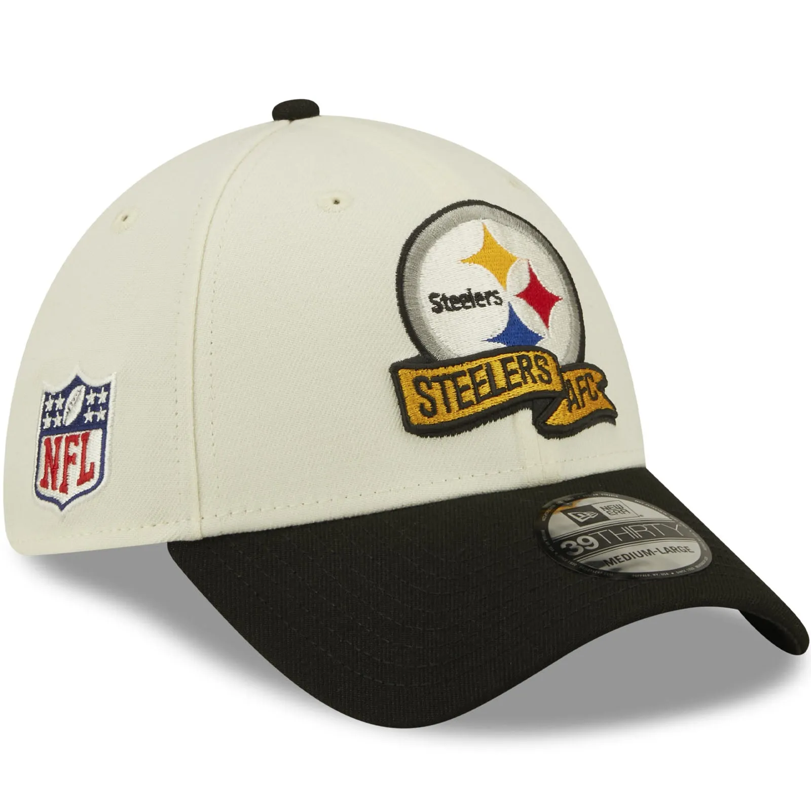 New Era Pittsburgh Steelers NFL 2022 Sideline 39THIRTY Baseball Cap - Cream