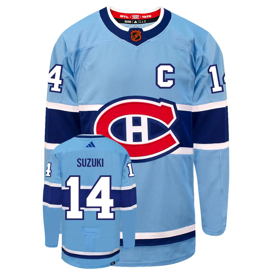 Nick Suzuki Montreal Canadiens Adidas 2022 Primegreen Reverse Retro Authentic NHL Hockey Jersey     