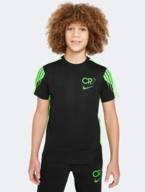 Nike Cr7 Academy 23 Boys Football T-Shirt Black/Green Strike