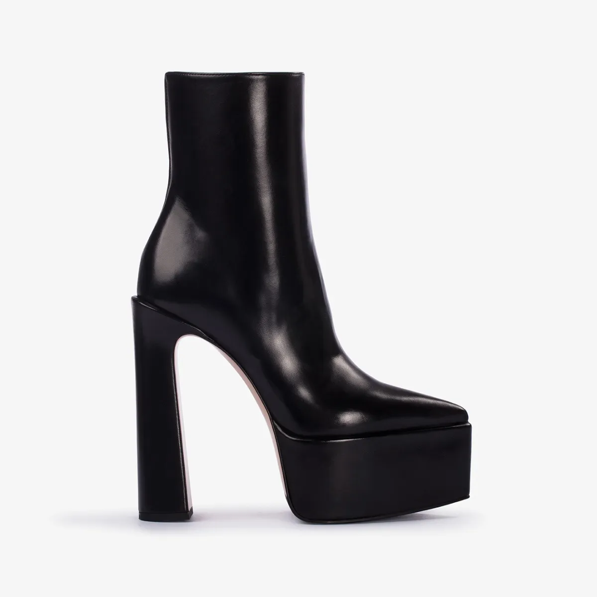 NINA ANKLE BOOT 170 mm Black leather platform ankle boot