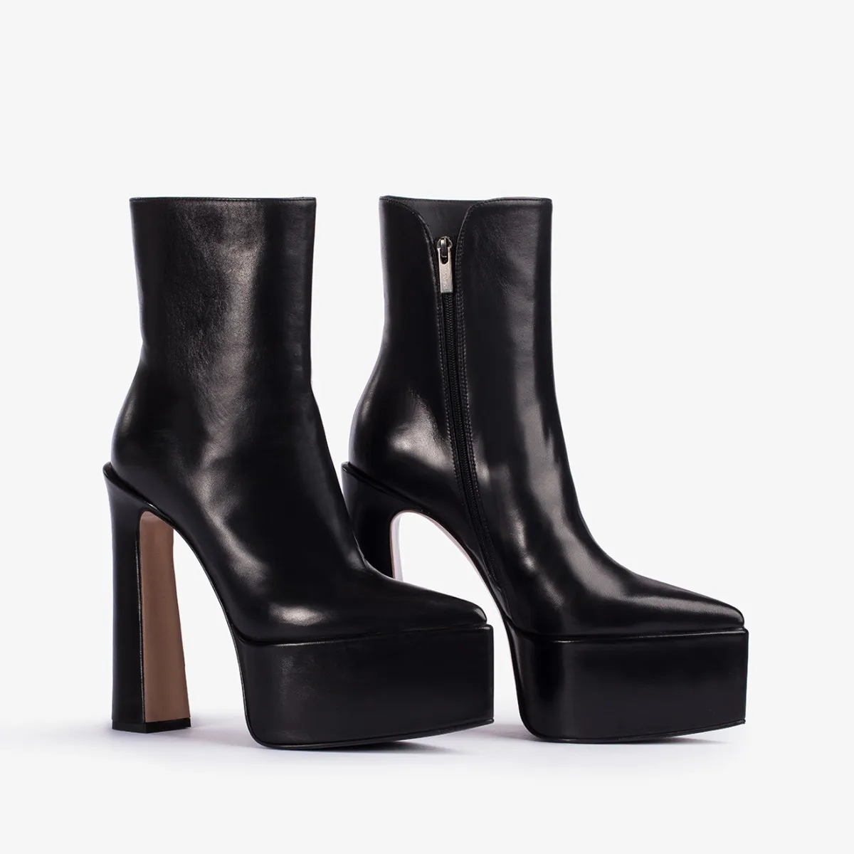 NINA ANKLE BOOT 170 mm Black leather platform ankle boot