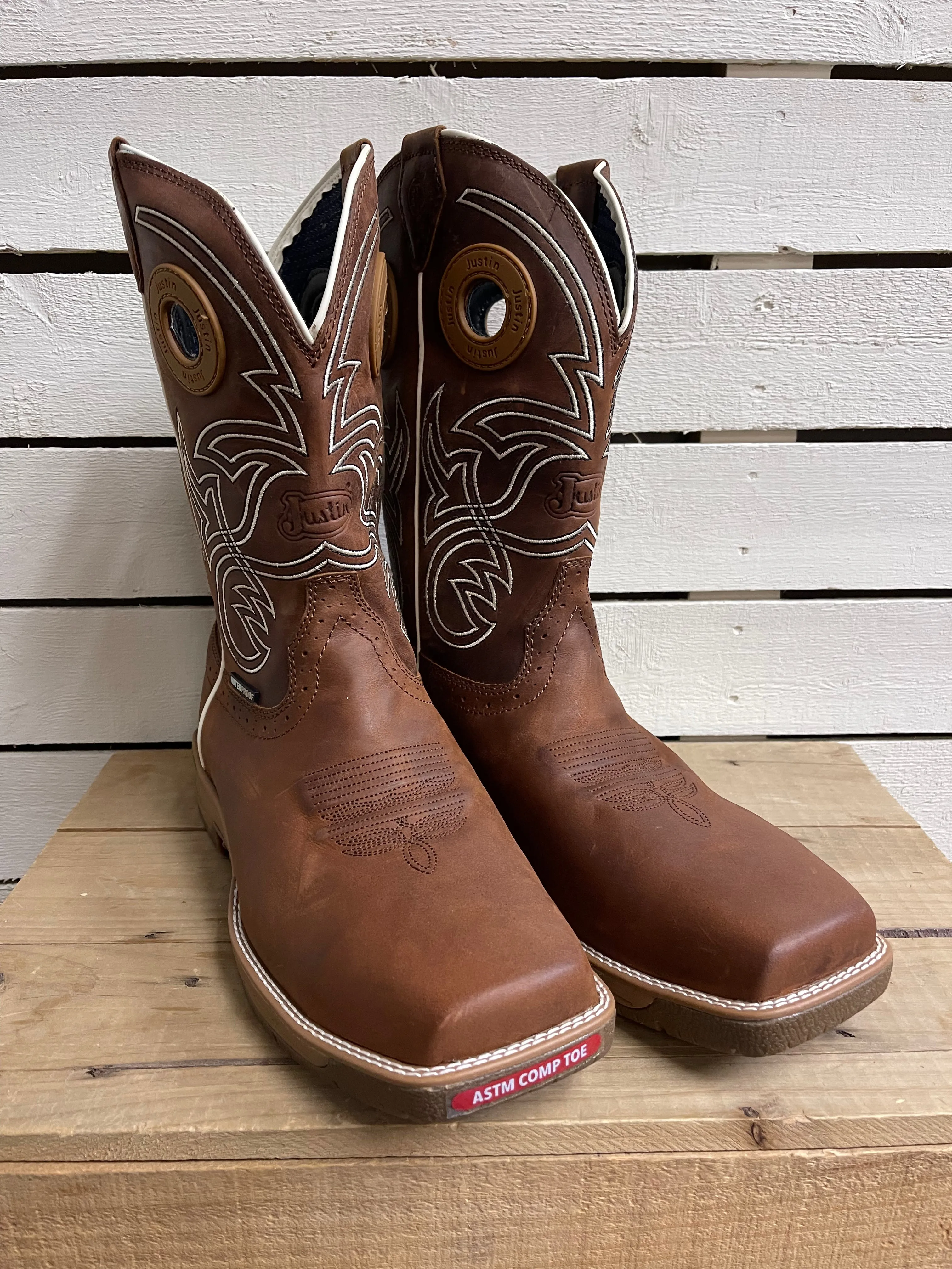 NITRED SPICE BROWN COWHIDE JUSTIN WORK BOOT NANO TOE