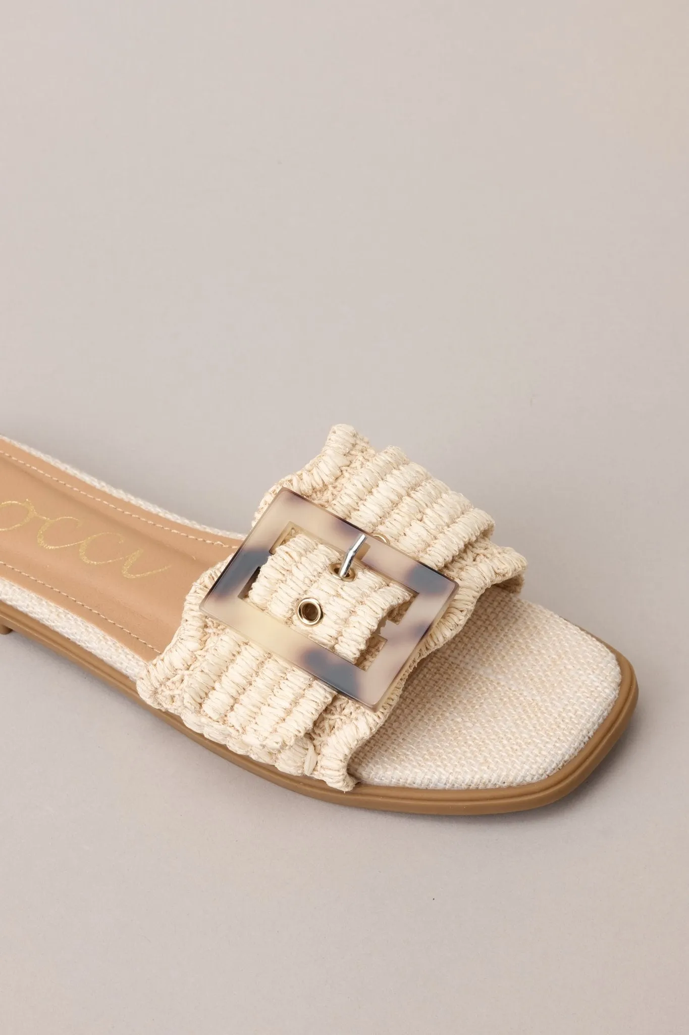 Now What Beige Woven Buckle Sandals