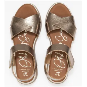 Oh My Sandals Mia Duna 5413 Pewter Low Wedge Sandal