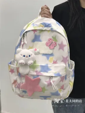 Original Y2k star versatile backpack high school girl girl backpack dopamine cute sweet girl school bag large capacity