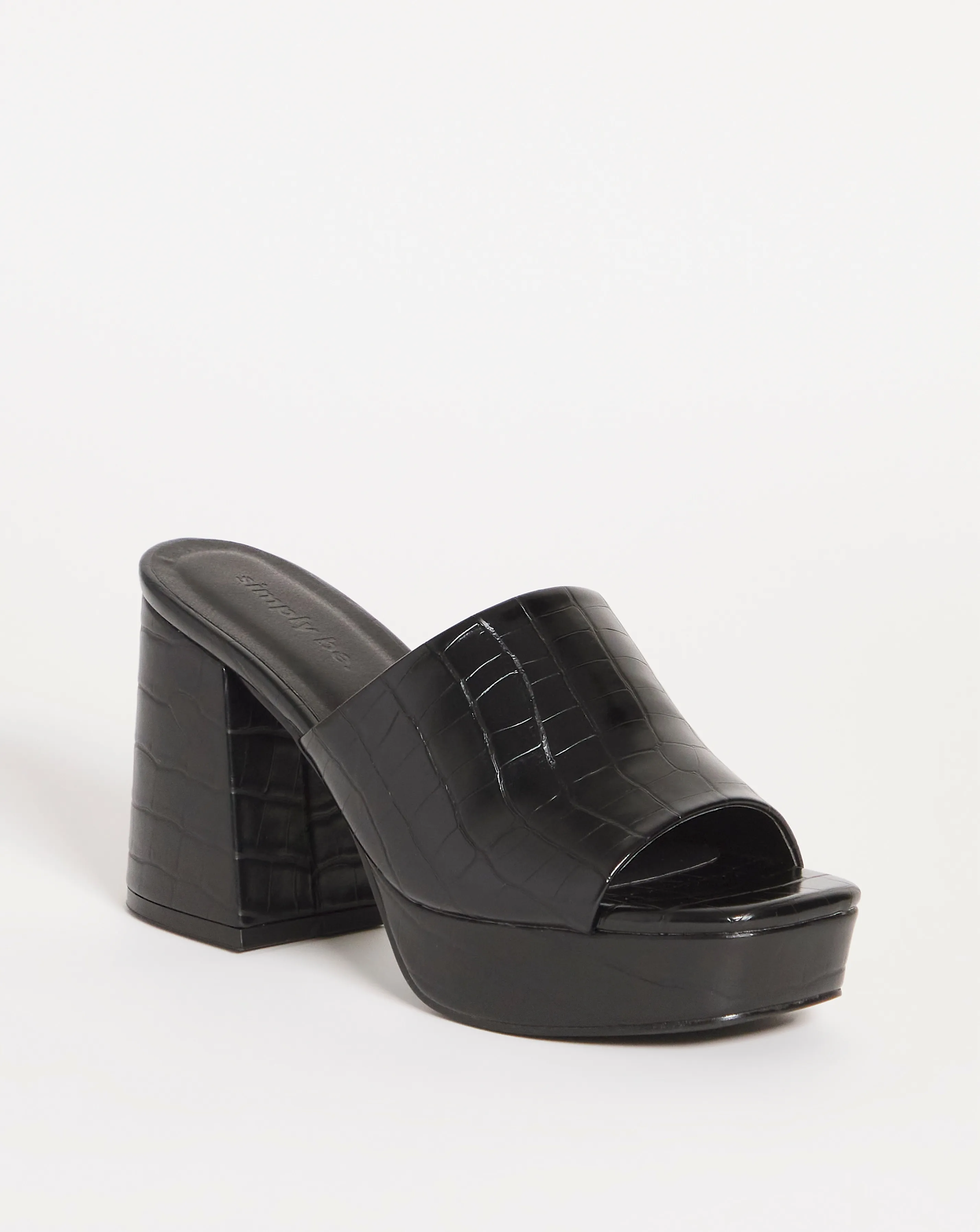 Parla Mule Heeled Platform Sandals Ex Wide Fit | Simply Be