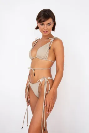 Phie Collective    Oceania Lacey Bikini Top Camel