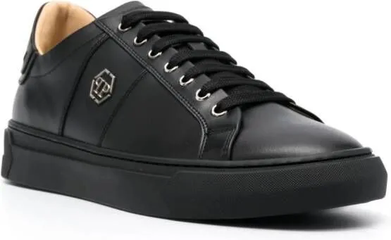 Philipp Plein logo-plaque leather sneakers Black