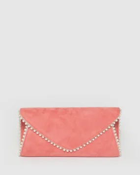 Pink Oriana Pearl Clutch Bag