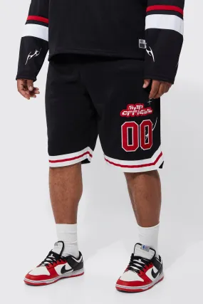 Plus Closed Mesh Graphic Basketball Short | boohooMAN UK