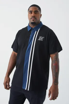 Plus Color Block Striped Polo