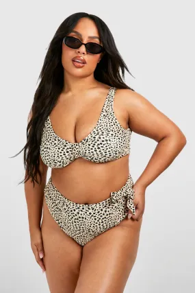 Plus Leopard Knot Tie Bikini Top