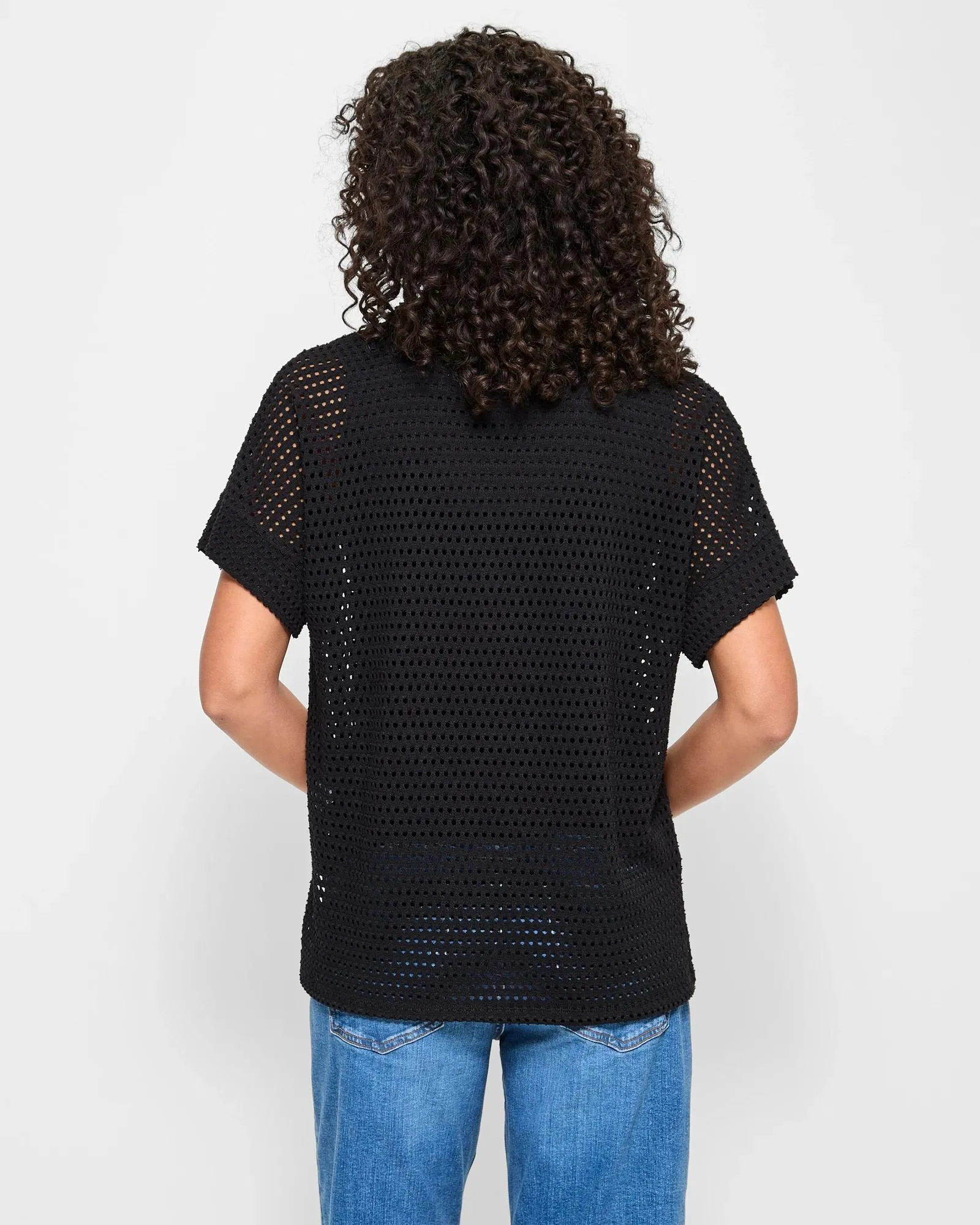 popular  Textured Summer Polo Top - Black