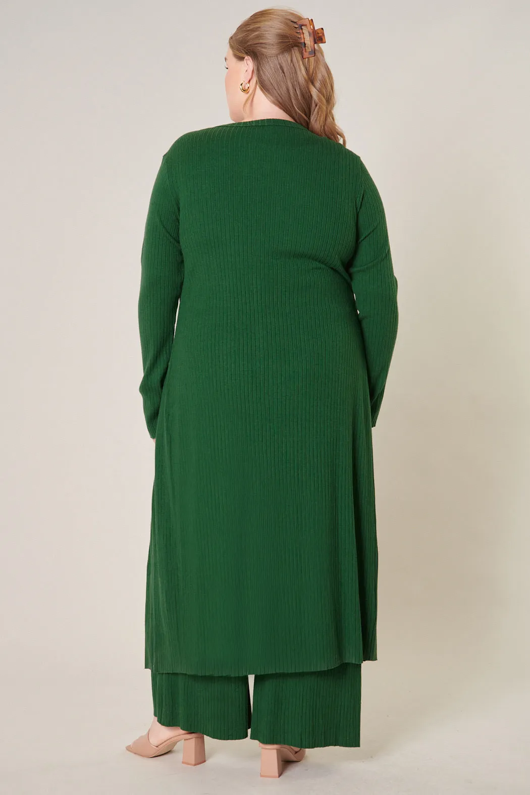 Provence Ribbed Knit Midi Cardigan Dress Curve